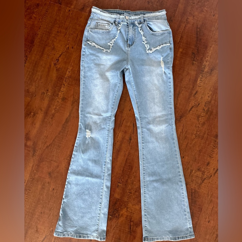 Distressed bellbottom jeans size small
